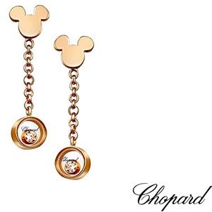CHOPARD Happy-Diamond Happy Mickey 18K Rose Gold drop Earrings